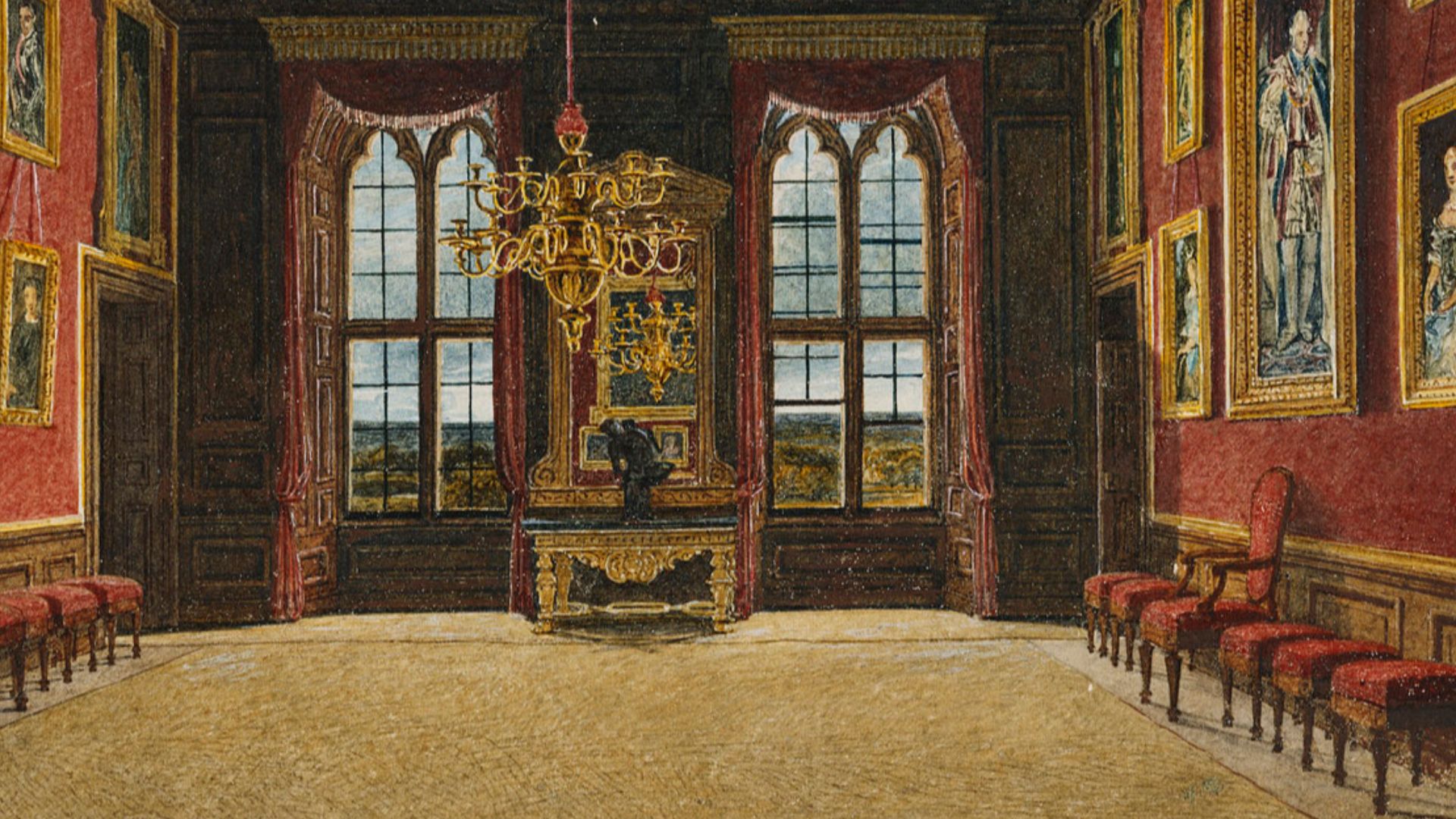 File:Windsor Castle, King's Old State Bedchamber, by Charles Wild, 1816 - royal coll 922106 313687 ORI 2.jpg