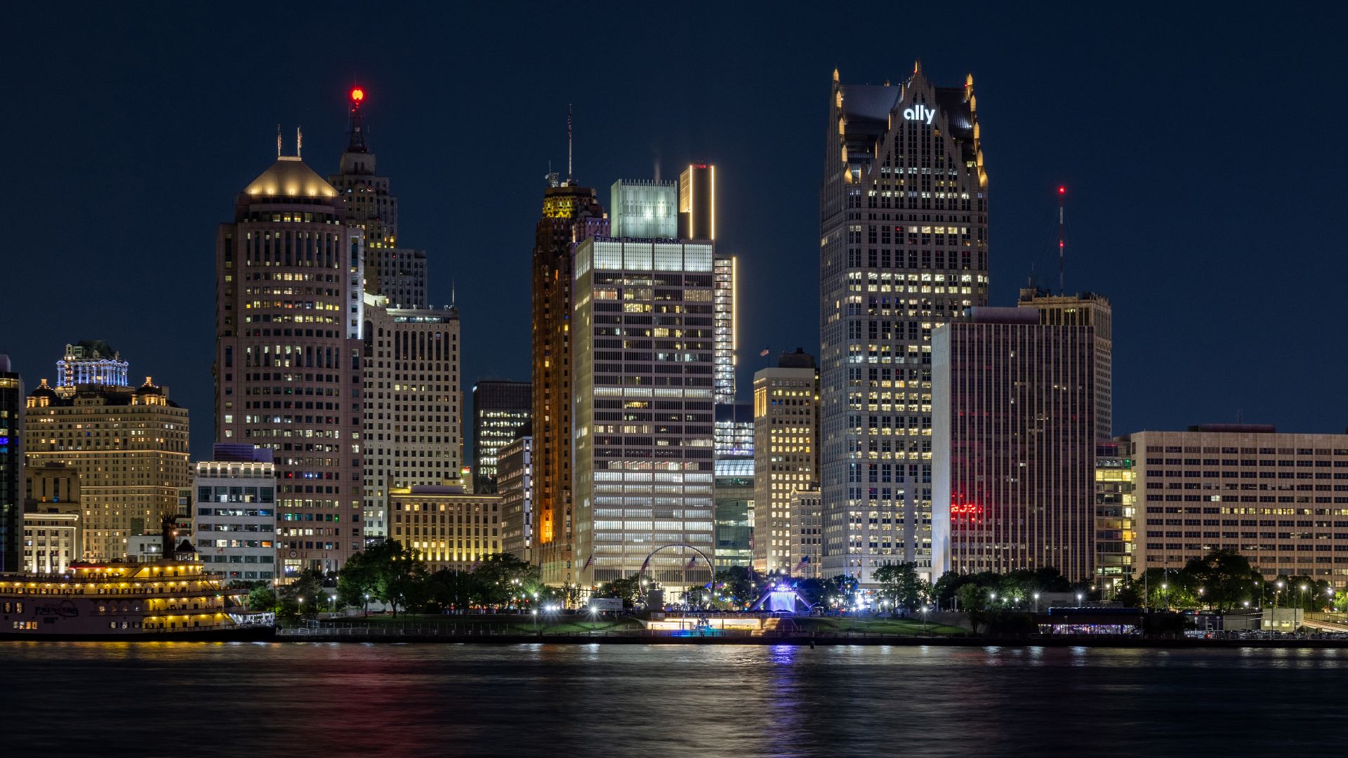 File:Detroit Financial District by night from Windsor, Ontario, 2025-06-28.jpg