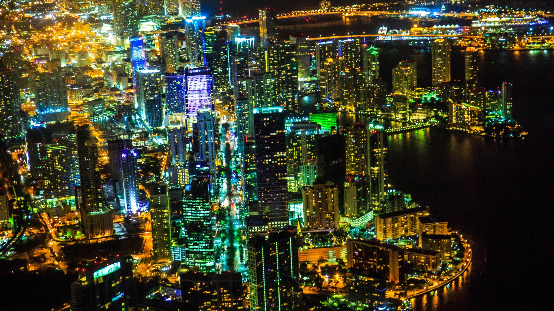 File:Downtown Miami Florida from the air at night, January 2014.jpg