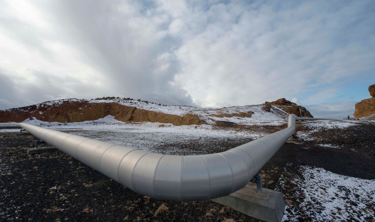 The Reykjanes geothermal power station is pictured on March 23, 2017 in Reykjanes at the southwestern tip of Iceland. - The Iceland Deep Drilling Project's rig penetrates into one of deepest and hottest pits in the world and unveils the nation's variety in producing energy that's independent from fossil fuels.