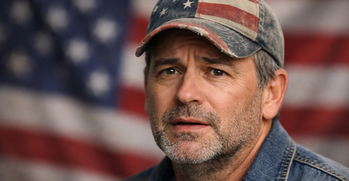 American man with USA flag in background