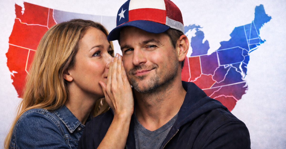 Americans Whispering, USA Map Background