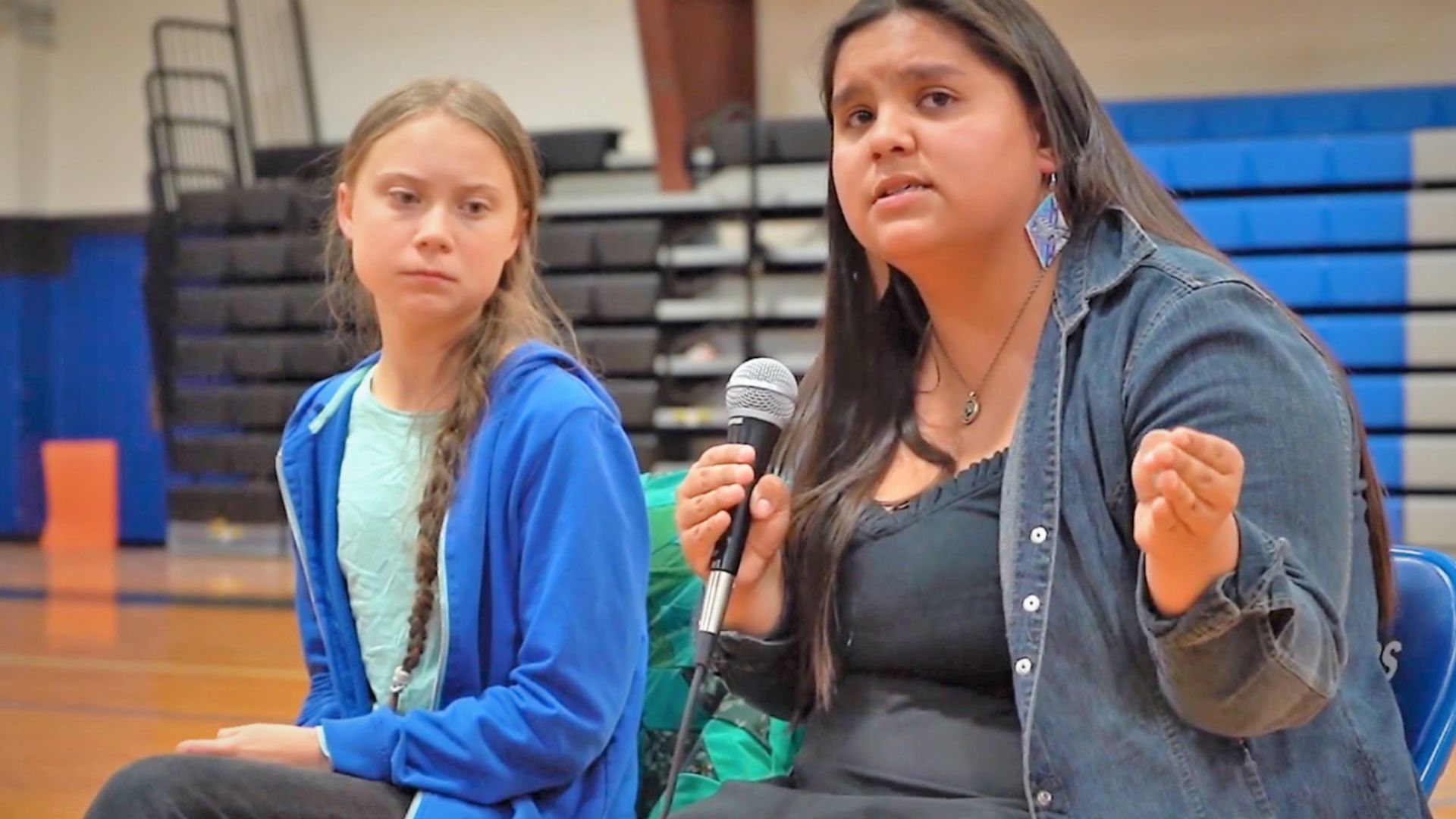 File:Greta Thunberg and Tokata Iron Eyes at Lakota People’s Law Project climate change forum.jpg