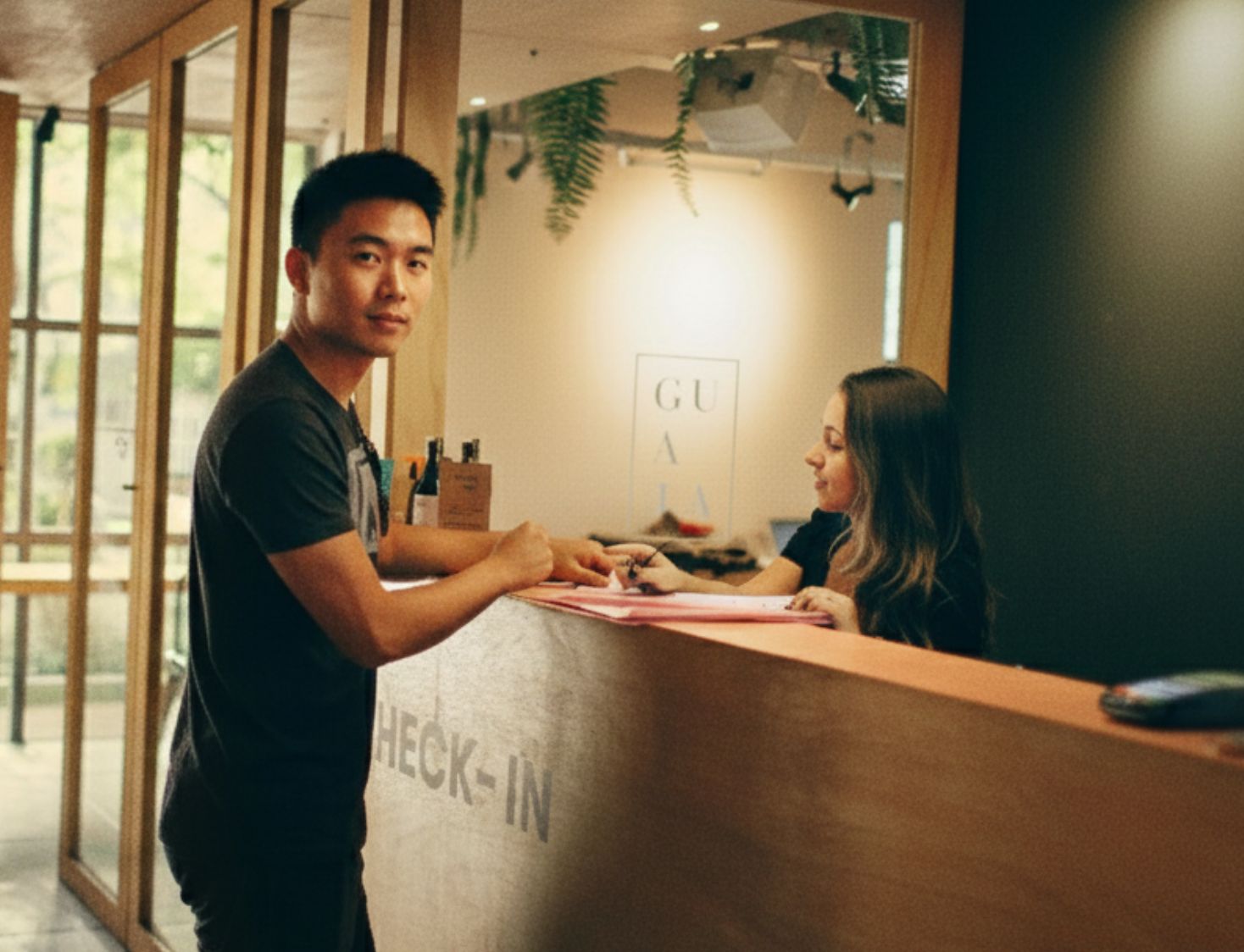Man at hotel reception