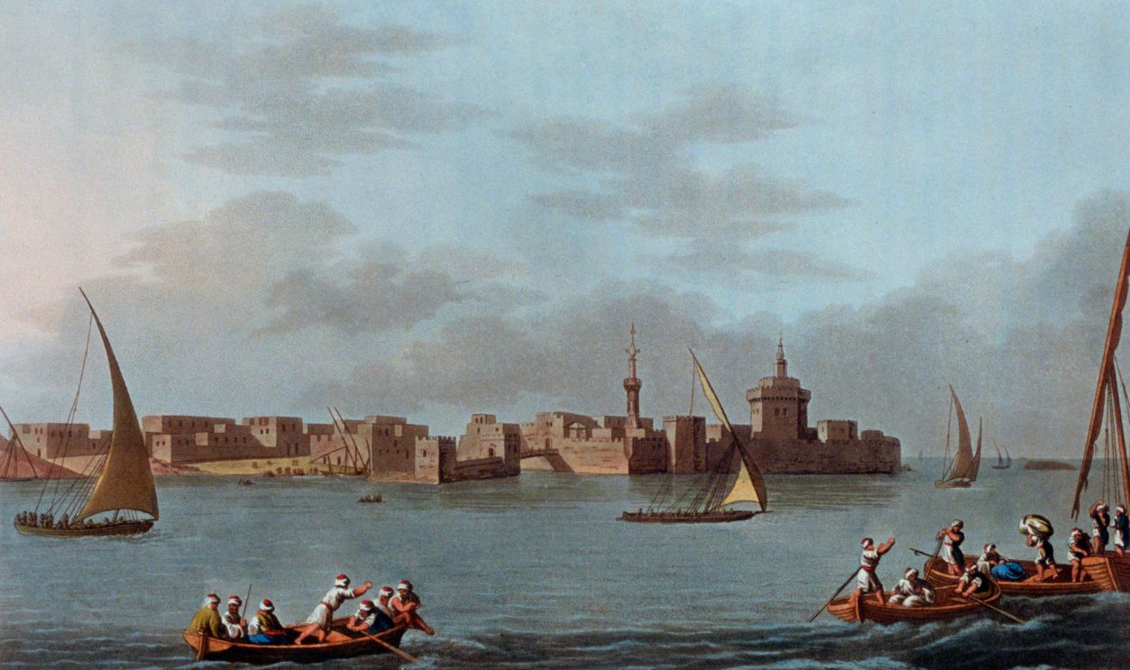 Gettyimages - 463914109, 'Fort and Harbour of Aboukir, Ancient Canopus', Egypt, 1801. Artist: Thomas Milton 'Fort and Harbour of Aboukir, Ancient Canopus', Egypt, 1801. The village of Aboukir on Egypt's Mediterranean coast stands on what is believed to be the site of Canopus, which was Ancient Egypt's principal seaport before the foundation of Alexandria in the 4th century BC. A plate from Views in Egypt. From the collection of the Bibliothèque Nationale de France, Paris.