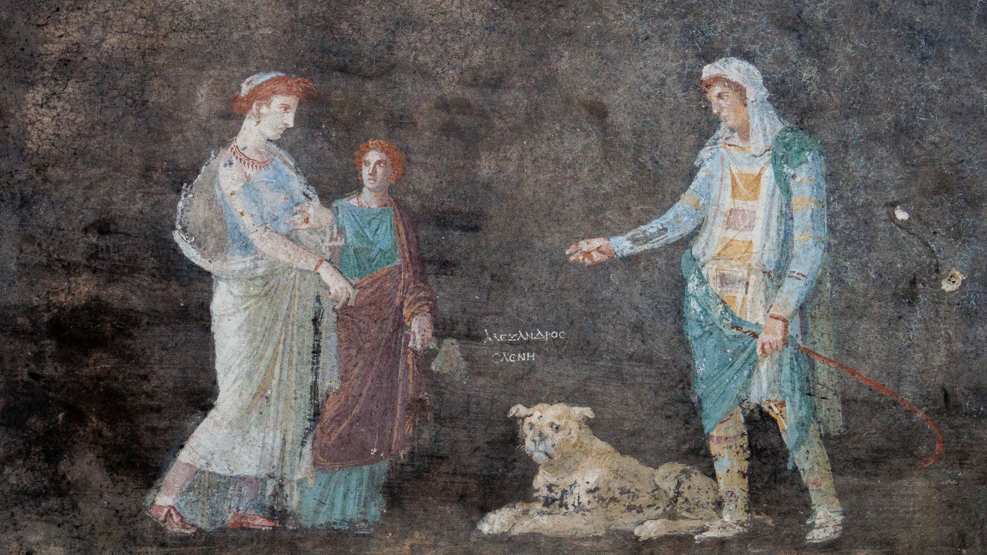 File:Fresco depicting the meeting of Helen and Alexandros (Paris), Black Room, Pompeii.jpg