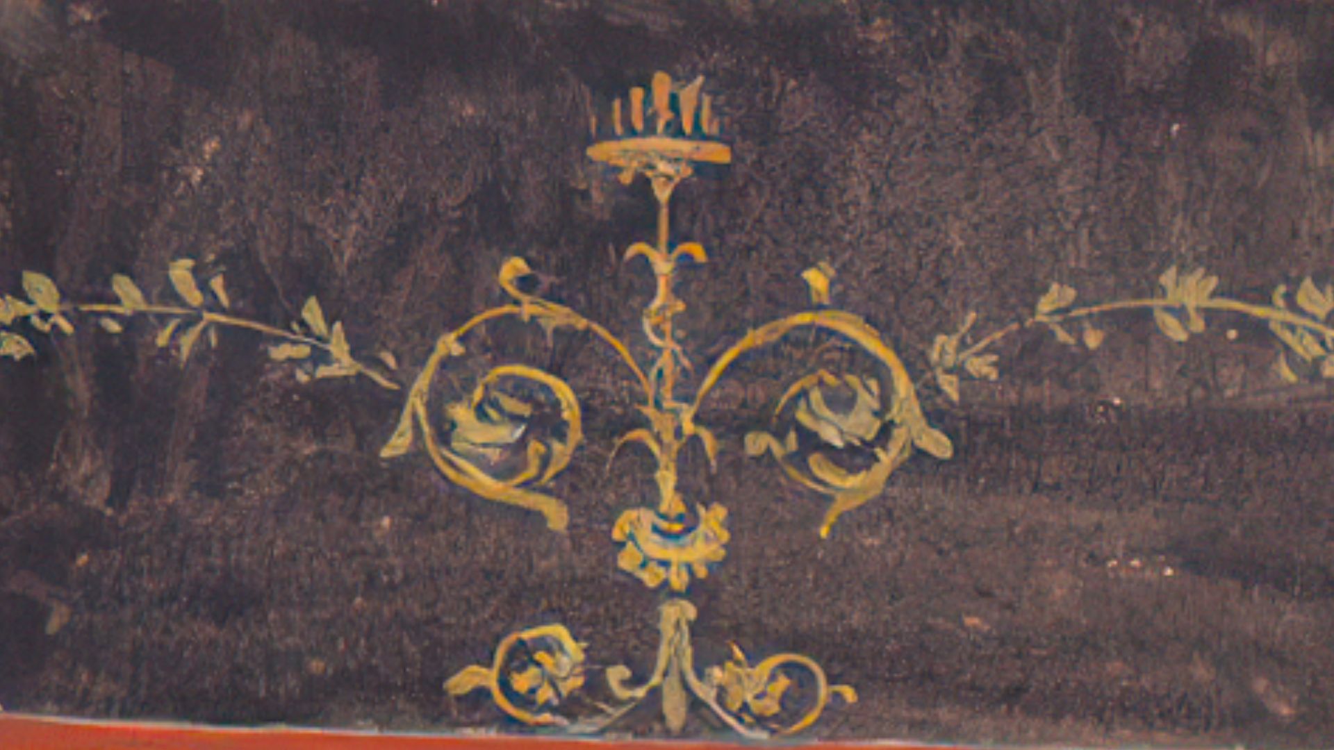 File:Black frescoed wall with mosaic floor in Pompeii watercolor by Luigi Bazzani.jpg