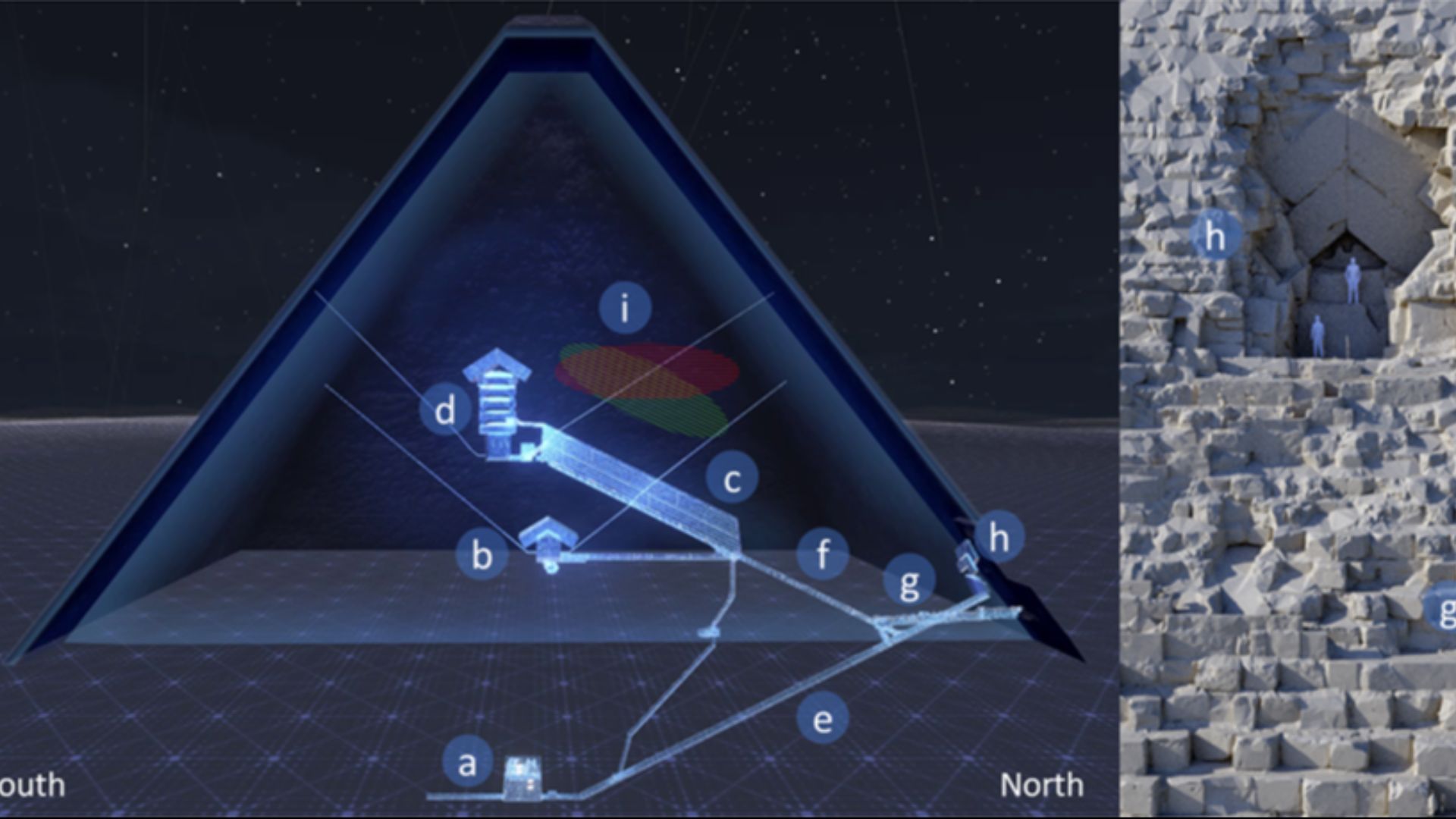 File:East-West cut view of the Great Pyramid and front view of the North face Chevron area.png