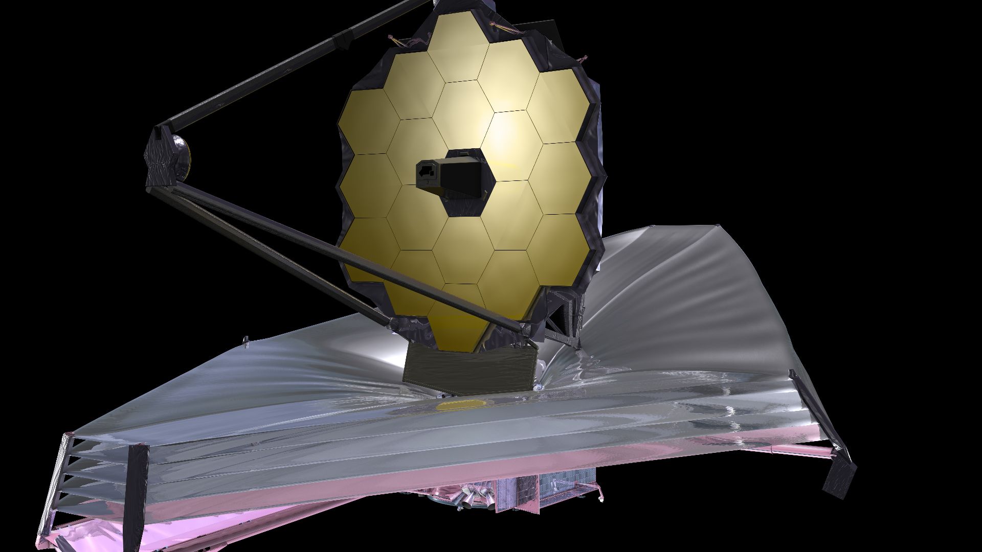 Illustration of the James Webb Space Telescope, current as of September 2009. Top side.