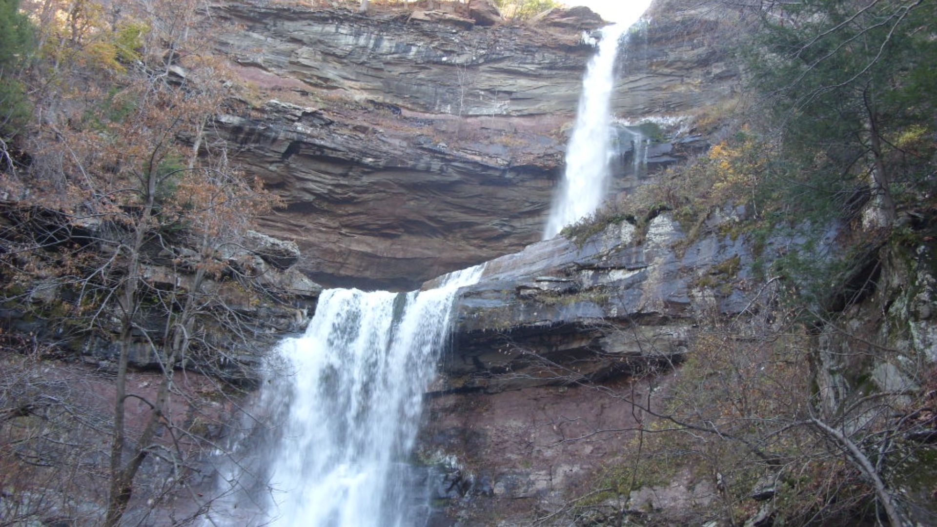 Scenes from Kaaterskill Falls, the waterfall with the furthest drop in New York State. Kaaterskill Falls is in Greene County, in the Catskills.