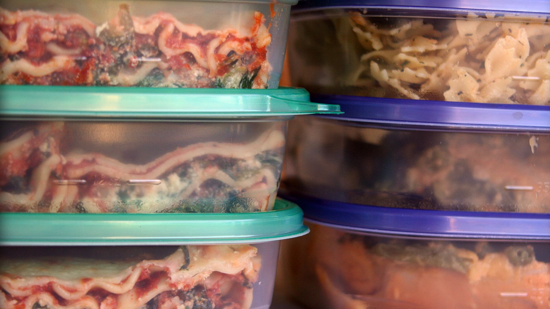 Photograph of various foods kept within plastic containers to be stored and refrigerated. Taken by Kathleen Franklin, and uploaded to Flickr on January 27, 2010. Available for redistribution and adaptation under Creative Commons 2.0.