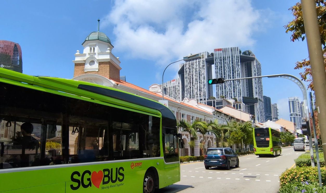Singapore - 3rd July, 2025: View of a double-decker bus on the road belonging to SBS (Singapore Bus Service) Transit at different part of Singapore and the MRT (SMRT) Mass Rapid Transit Systems.