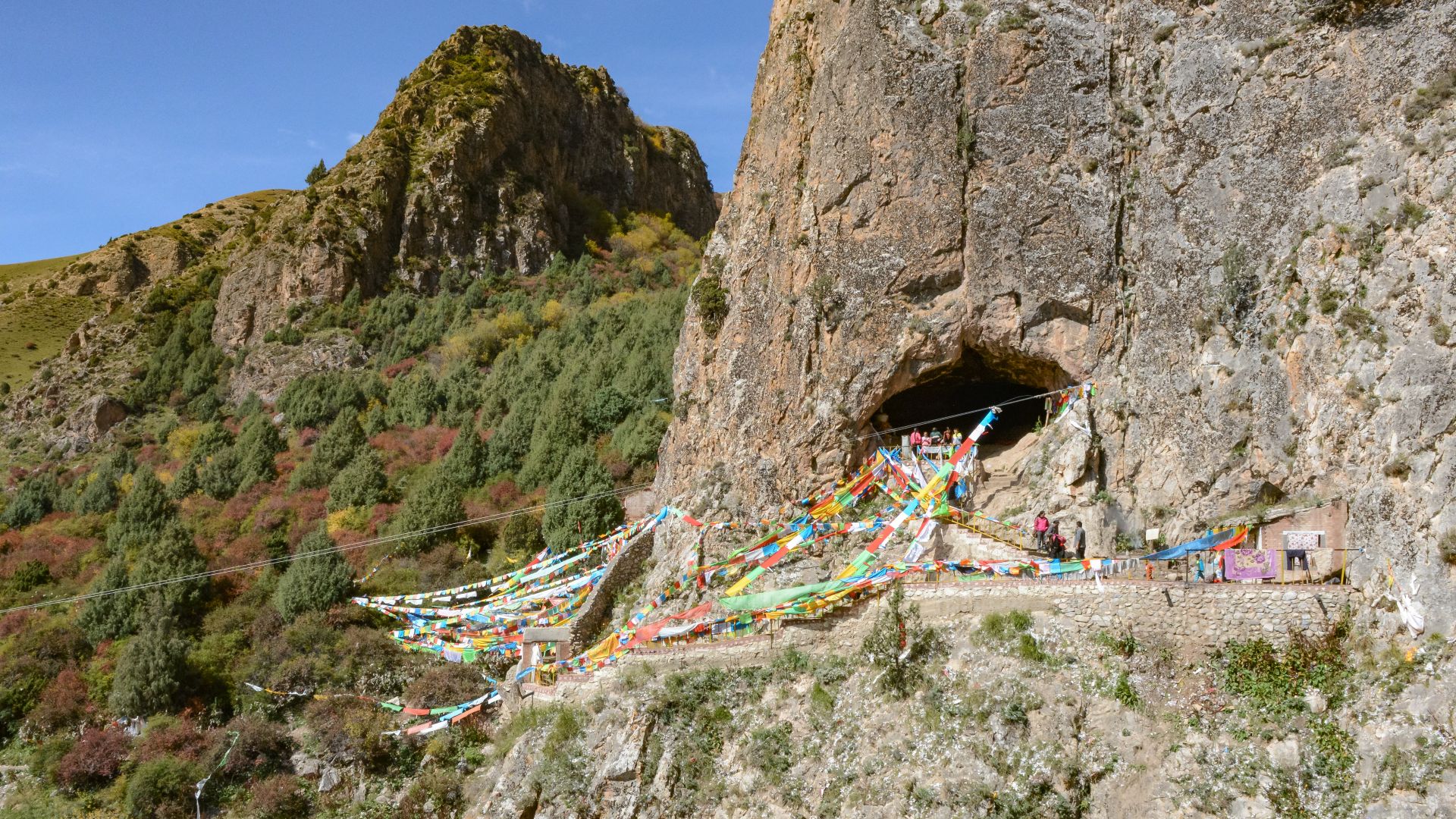 The entrance photograph of Baishiya Karst Cave. The Xiahe mandible was discovered in the cave.