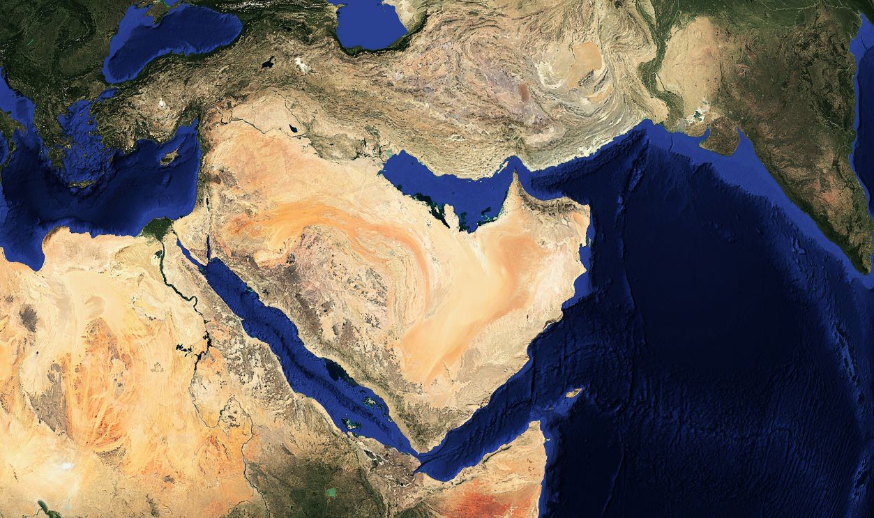 Arabian Peninsula and Middle East Satellite View from Space