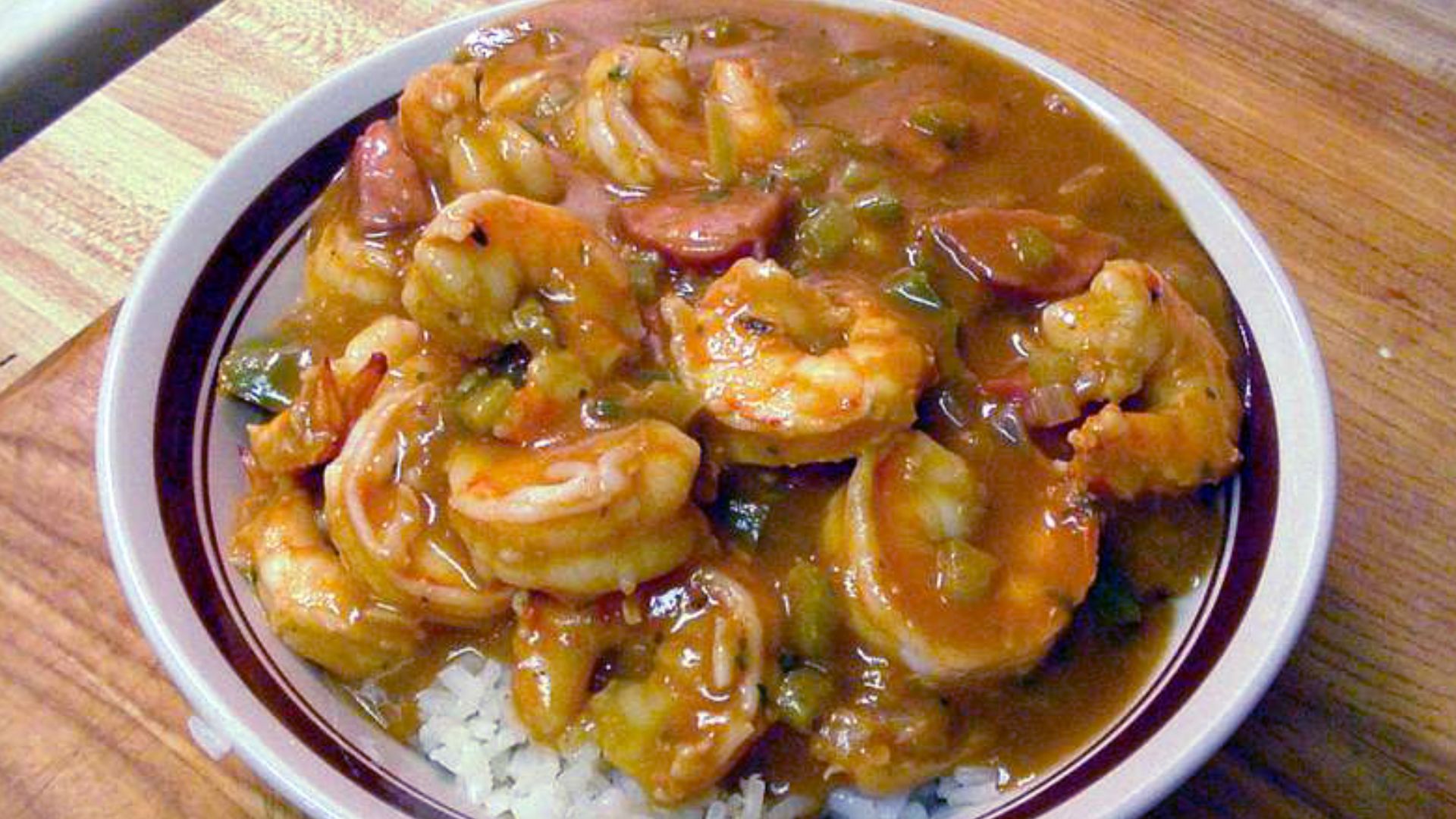 Rice with shrimp gumbo.
The photographer's message:
Shrimp Gumbo - 1999-12-24

Rice with shrimp gumbo. I have the recipe in my cooking section.
Camera: Sony FD-88, Not recorded, Lens: Not recorded, Not recorded, Not recorded, ISO Not recorded
Keywords: co