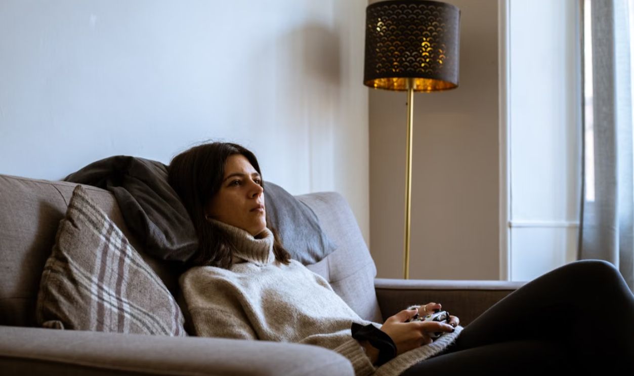 woman playing video game