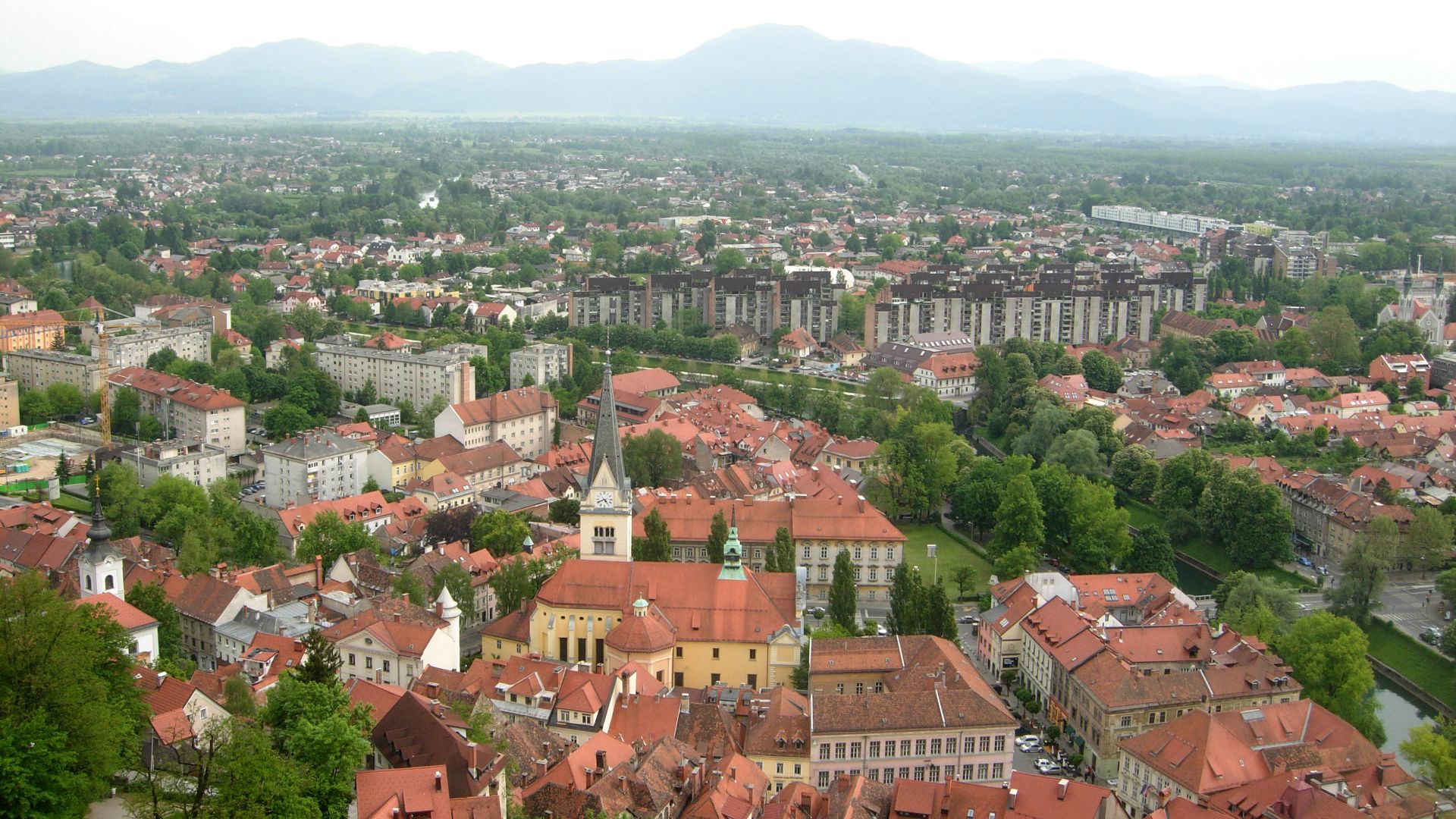 View of Ljubljana, Slovenia from above in May 2008