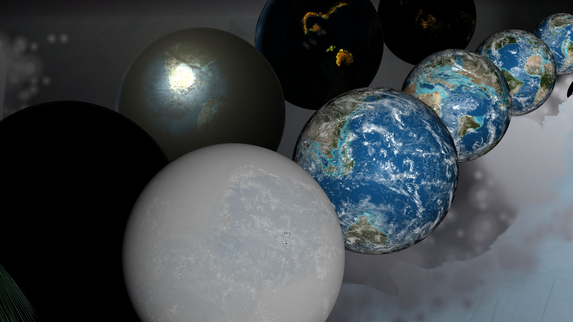 Illustration of the Chicxulub crater impact event including just before and after the collision