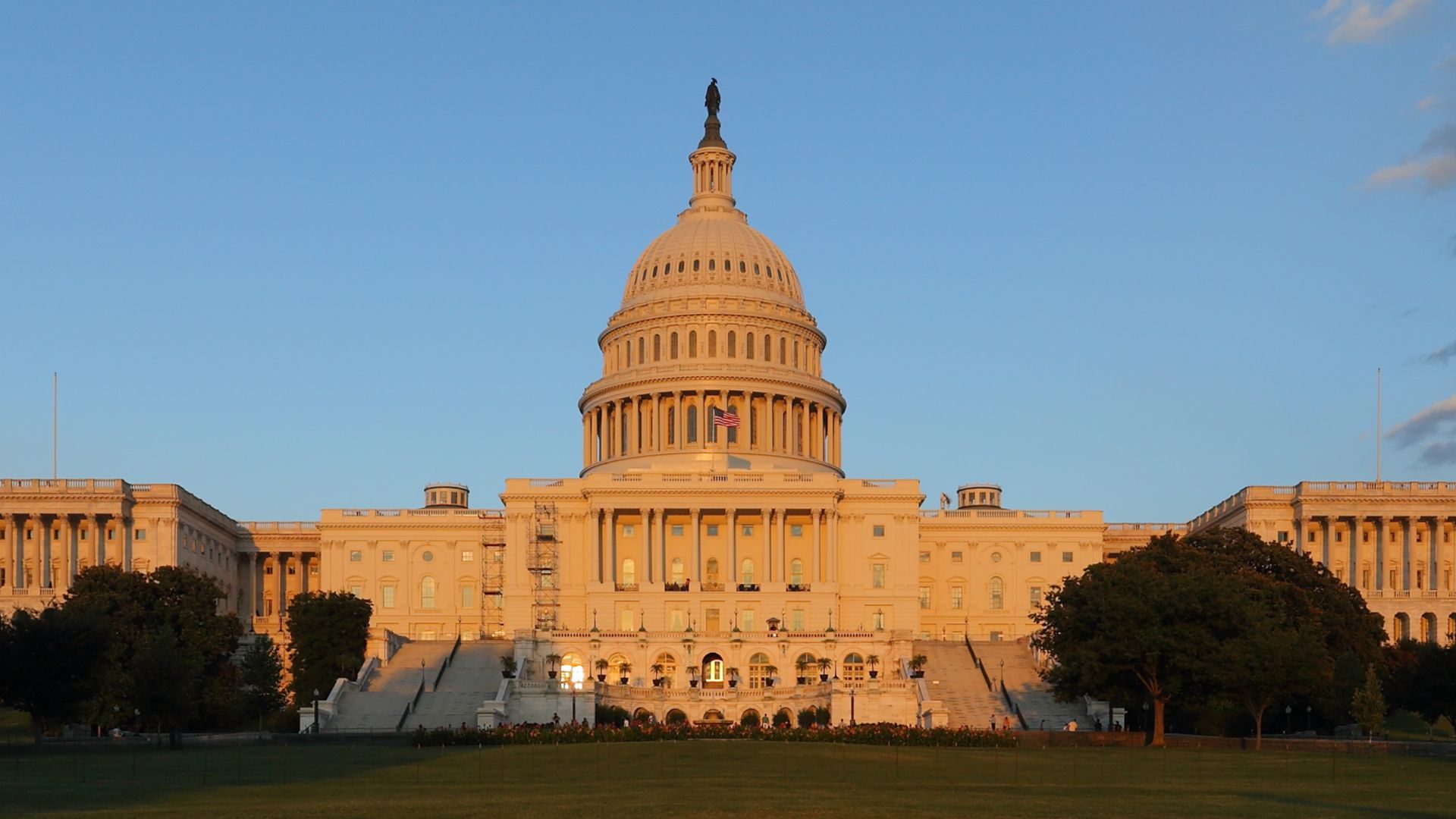 US Capitol west side at dusk