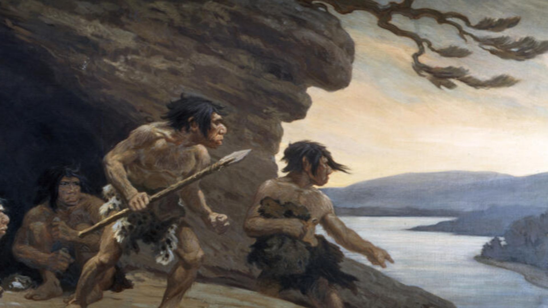 Mural of a Neanderthal family
