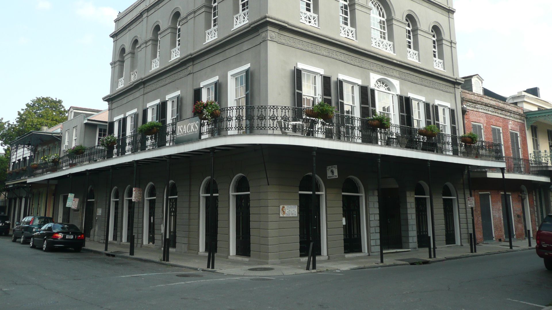 1140 Royal Street, New Orleans. Built 1832. It is reputed to be haunted by mistreated slaves - a story stemming from a fire in the building in 1834 when neighbours helping to save furniture from the flames reputedly found tortured slaves belonging to Mada