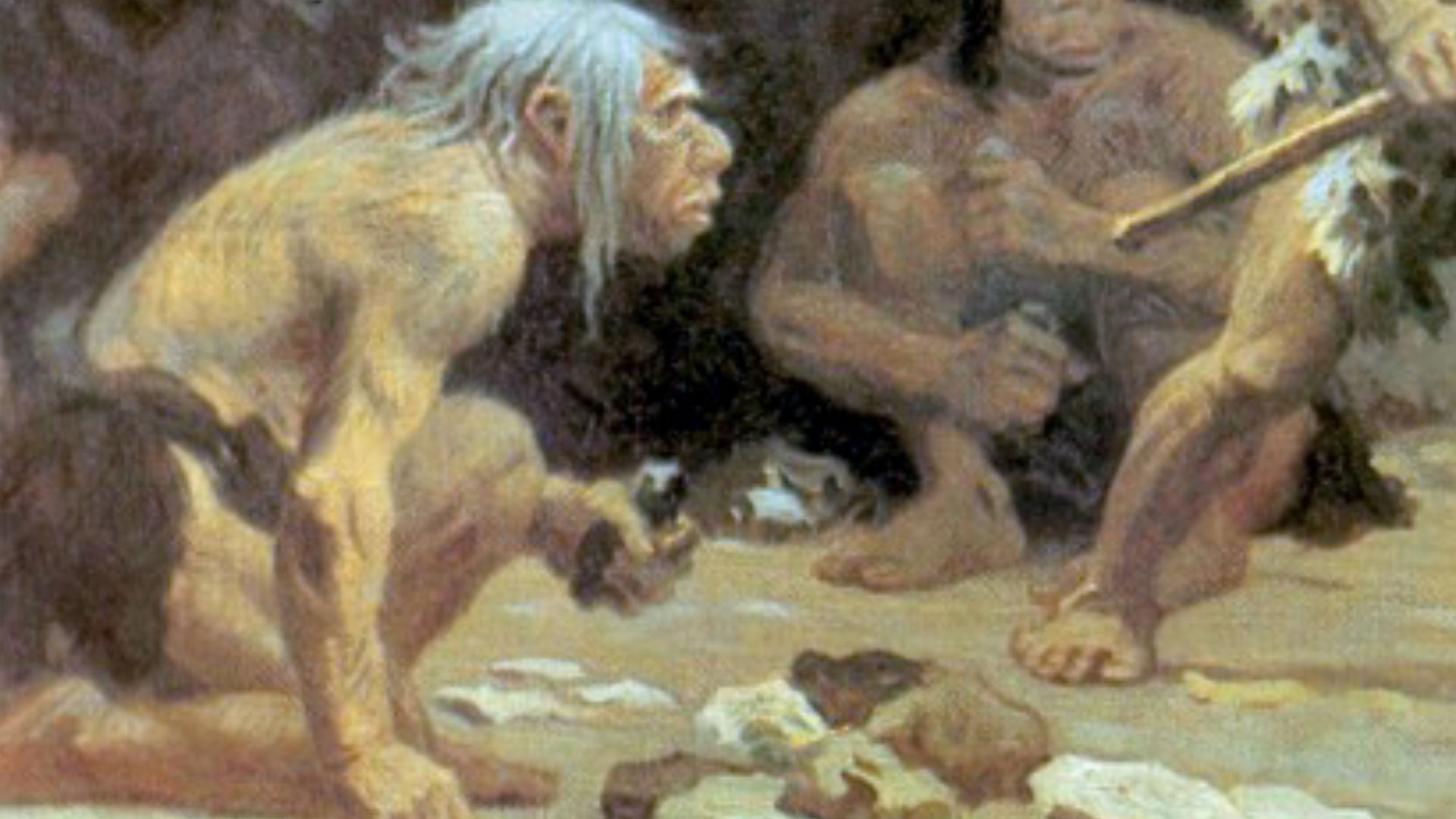 Mural of a Neanderthal family