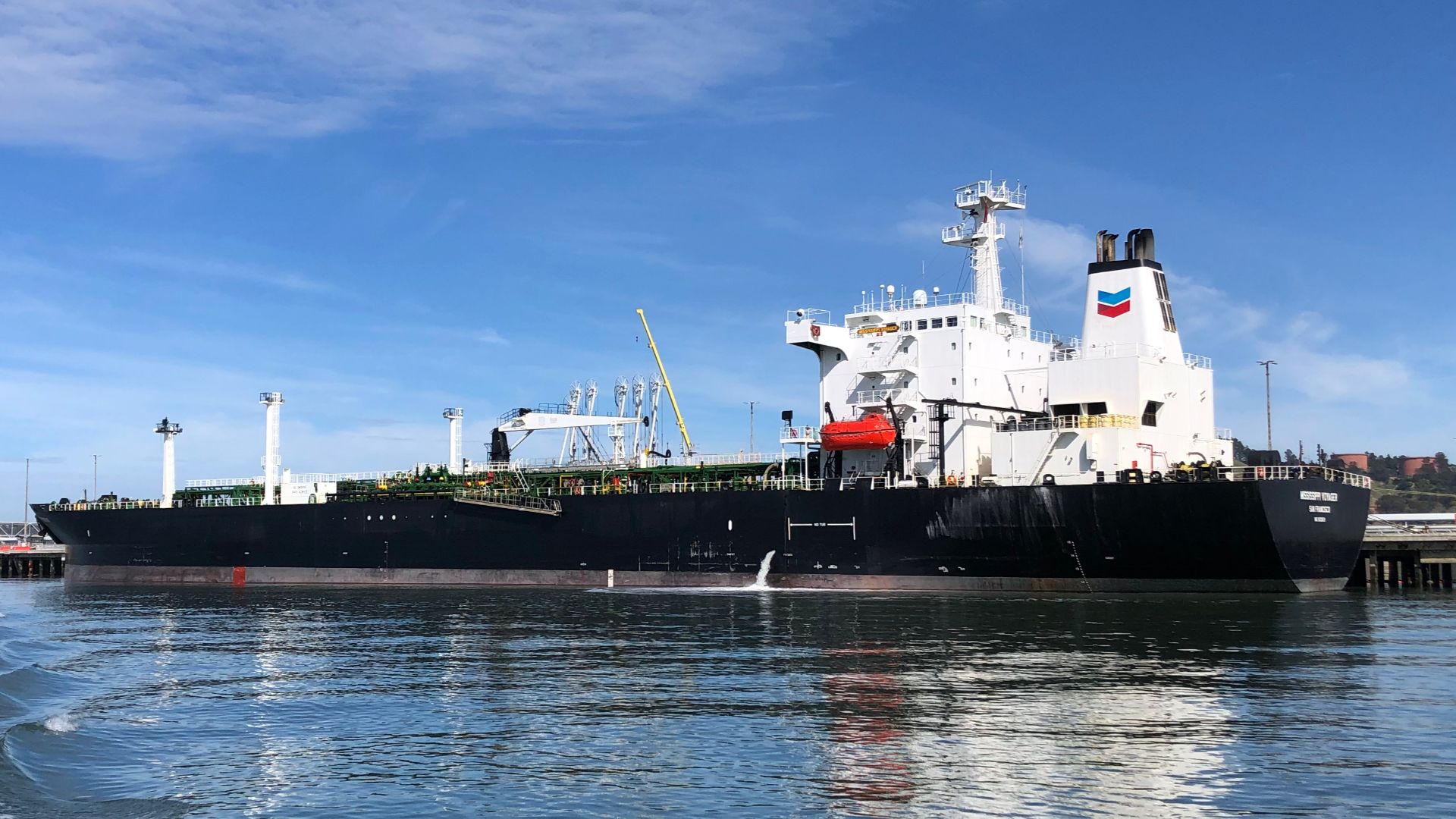 Chevron oil tanker ship (Mississippi Voyager) in Richmond, California