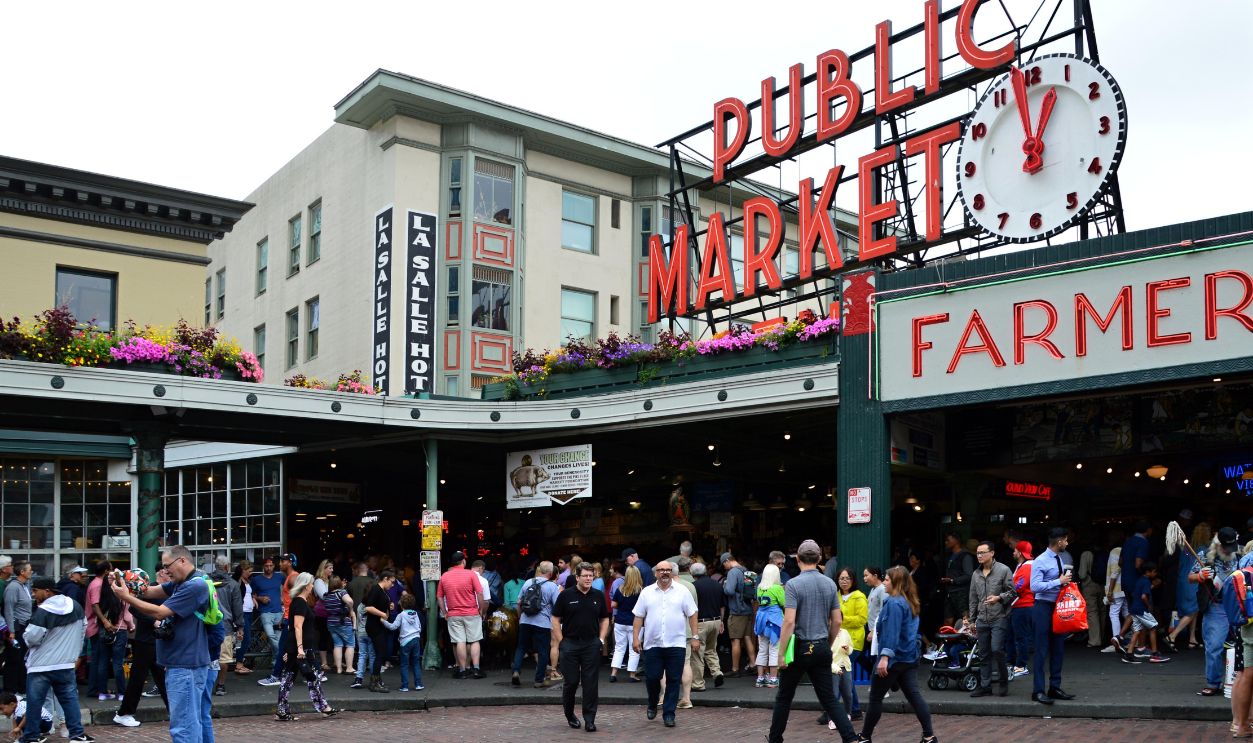 Seattle, Washington, USA,August-08-2019, Public Market at Pike Place in Seattle