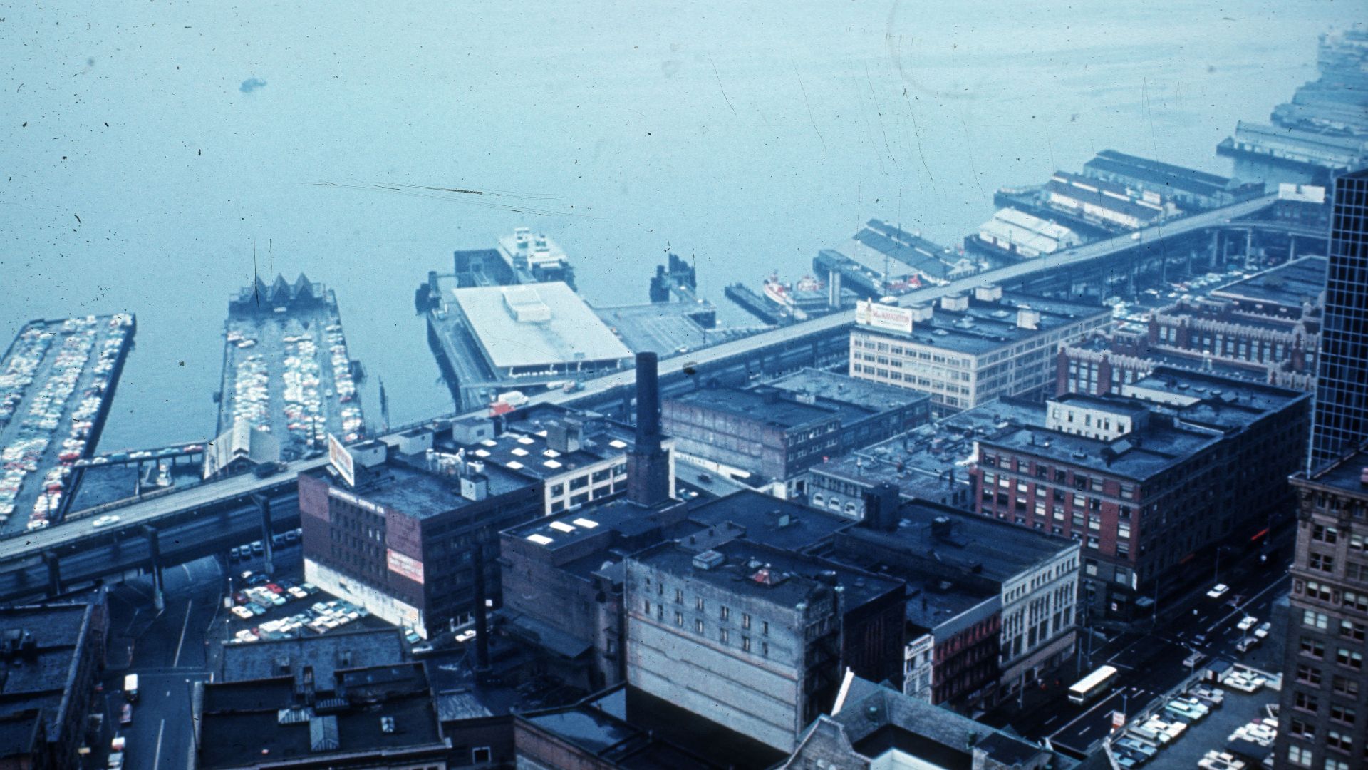 Central Waterfront, etc., Seattle, Washington from observation deck of Smith Tower, 1960.