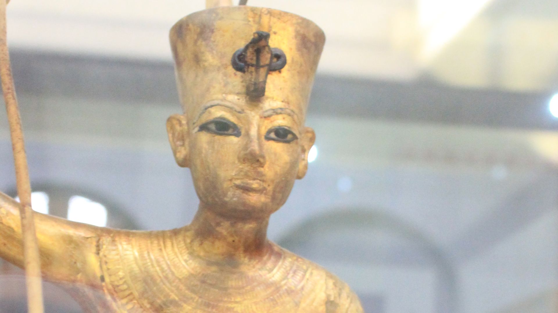 Statue of Tutankhamun on a reed float in the Egyptian Museum, Cairo, Egypt