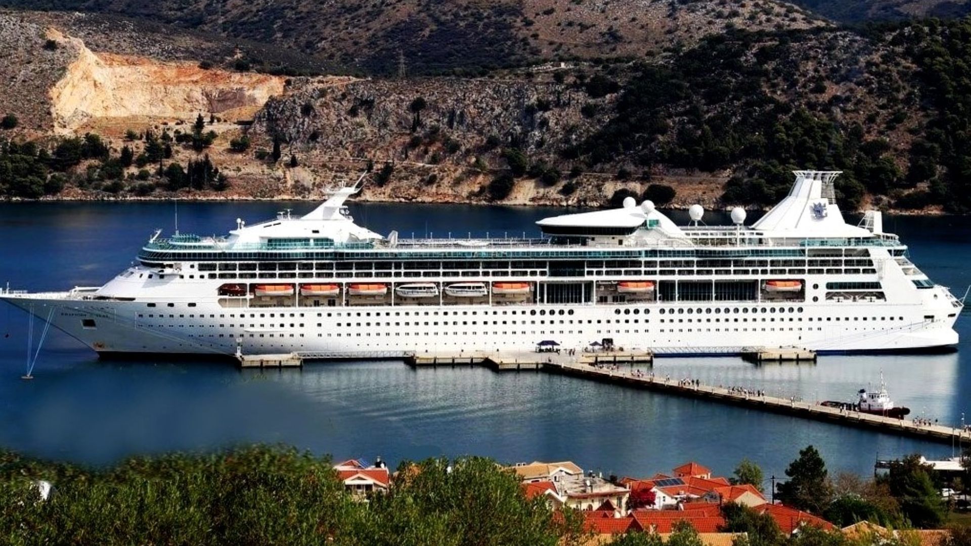 Rhapsody of the Seas docked at Argostoli's port