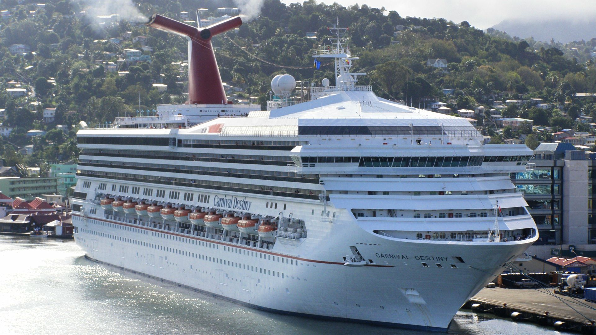 The Carnival Destiny docked in St. Lucia in April 2007.