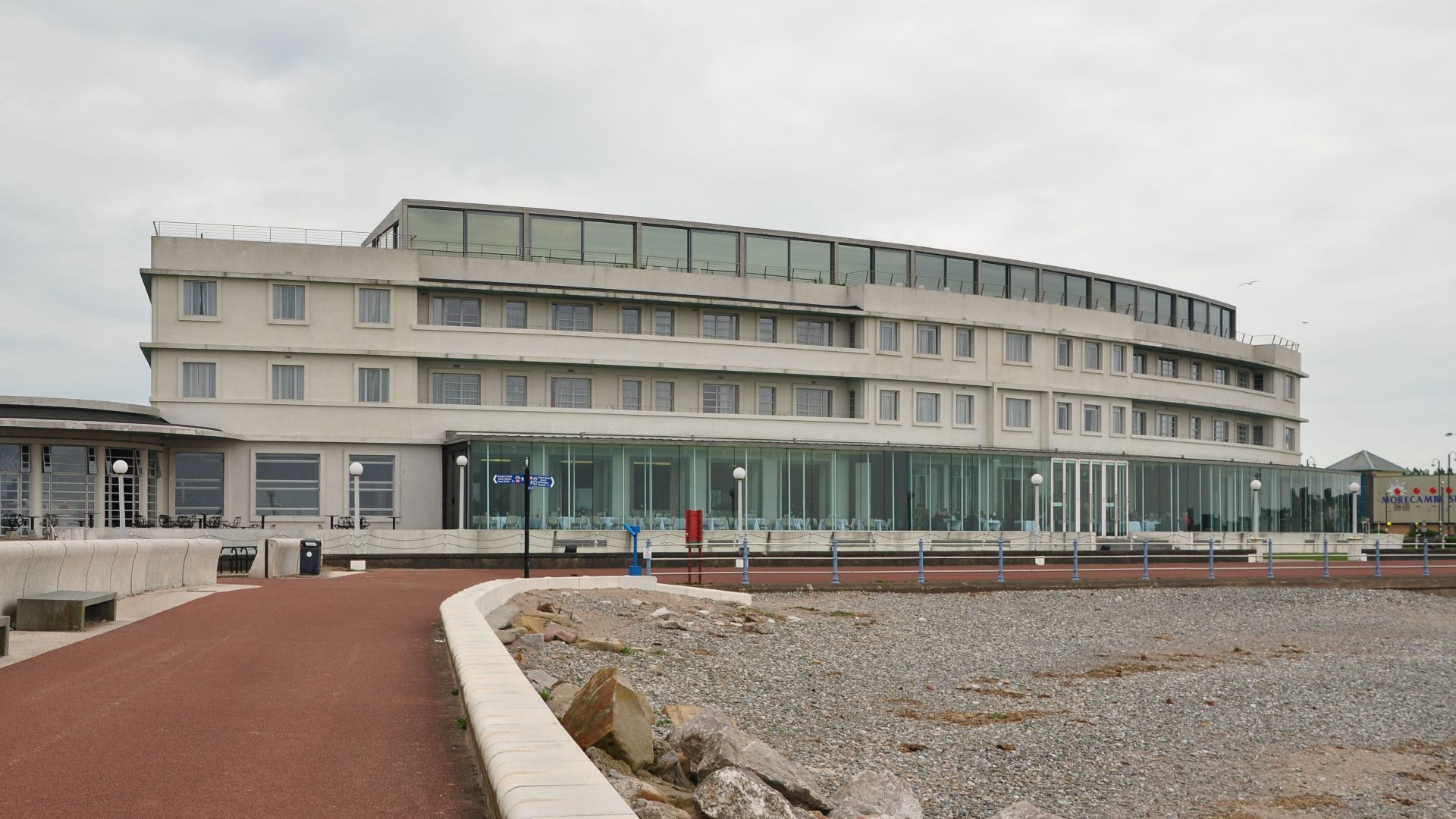 Midland Hotel in Morecambe, Lancashire, England. The hotel was one of the film locations for Agatha Christie's Poirot.