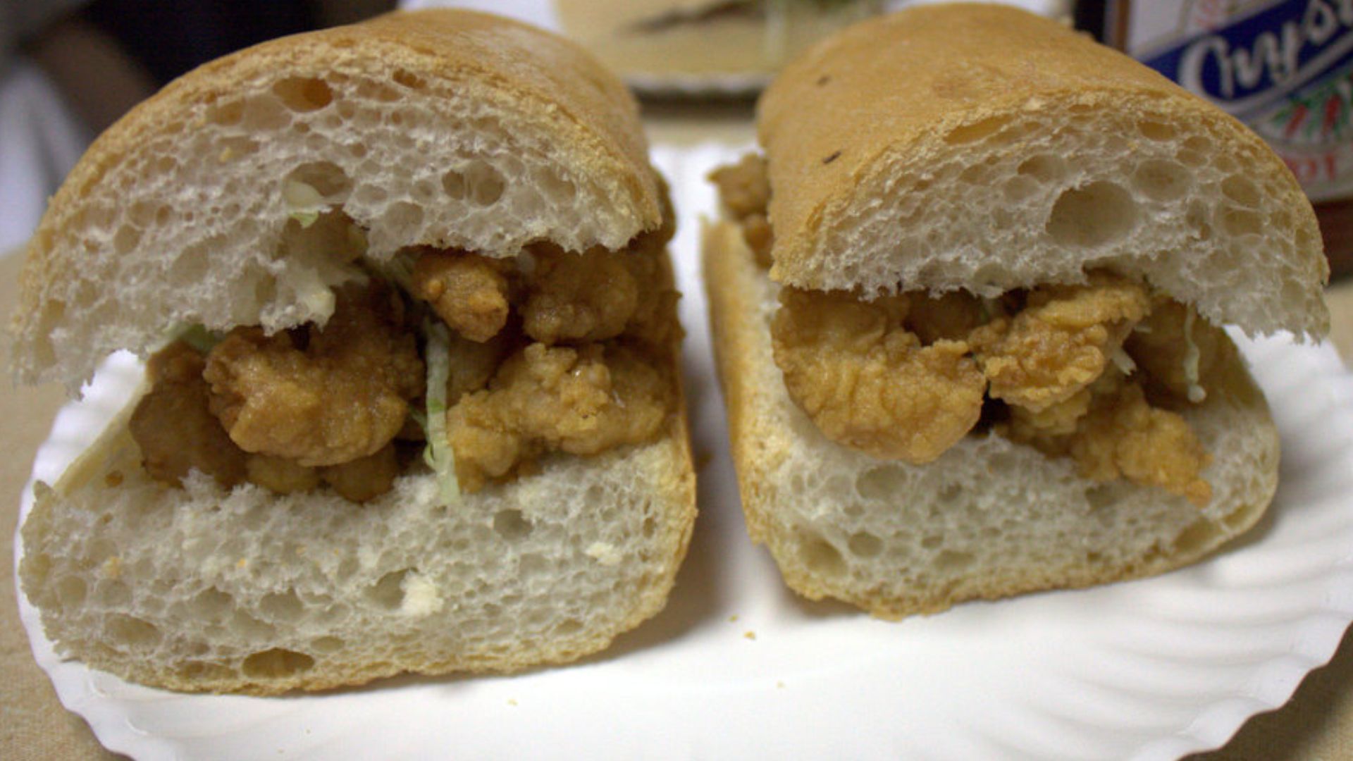 Fried shrimp po boy, Domilise's, New Orleans.
