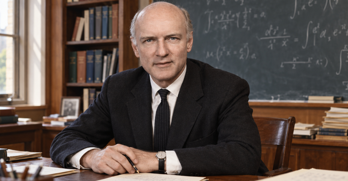 1960s Scientist sitting at academic desk