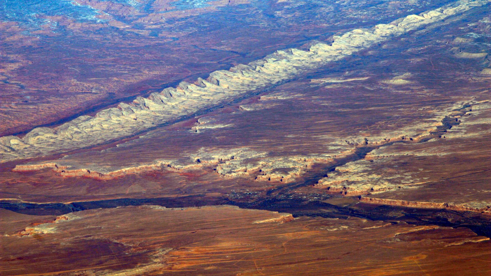 Part of the Comb Ridge with Bluff, Utah in the foreground.