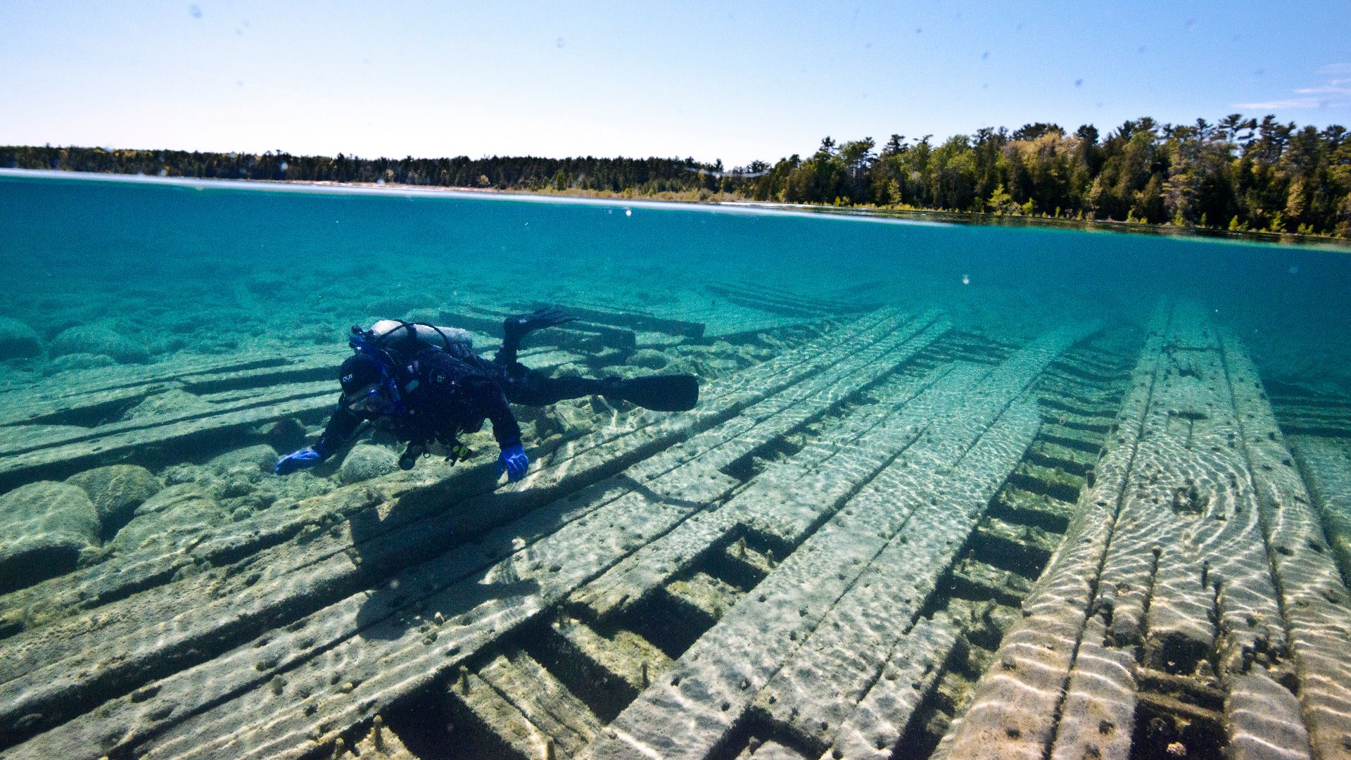 Here's a neat perspective of the Portland, a wooden schooner that wrecked in Thunder Bay in 1877 and has gradually been torn apart by waves and storms over the years. Just one of the many amazing shipwrecks you'll encounter in Thunder Bay National Marine 