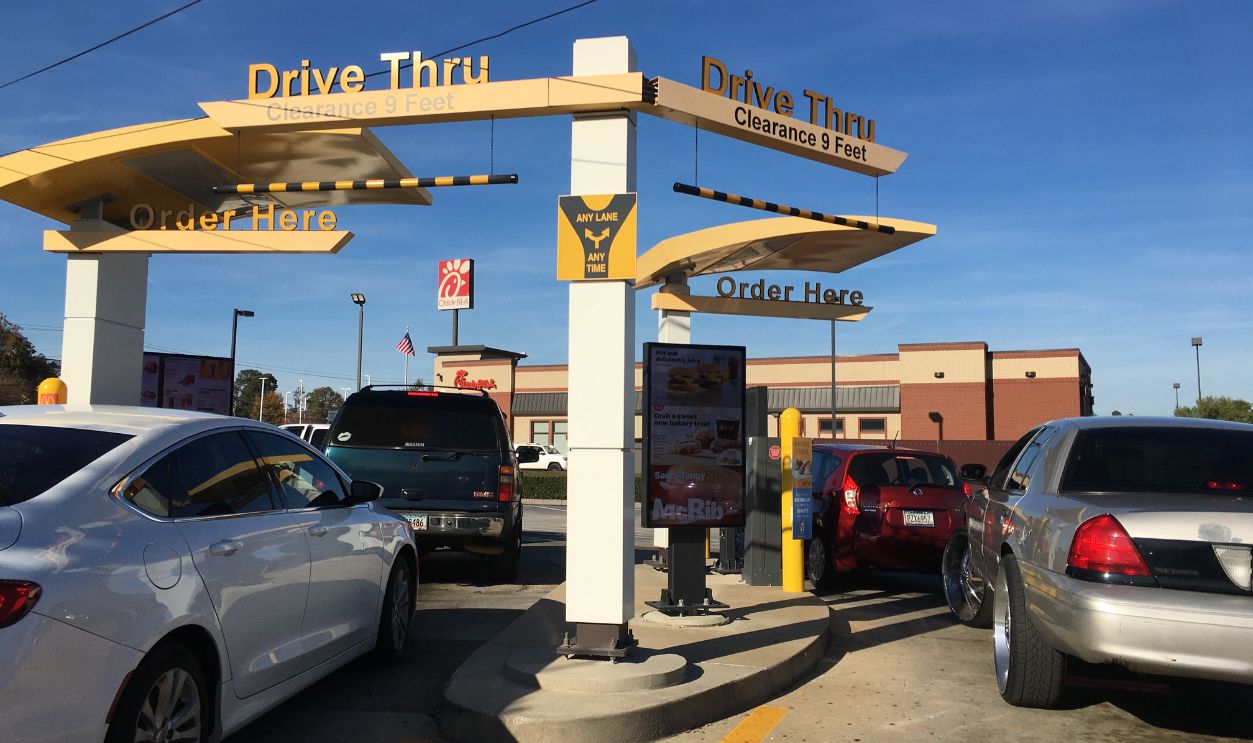 Augusta, Ga USA - 12 20 20: McDonalds drive thru cars waiting