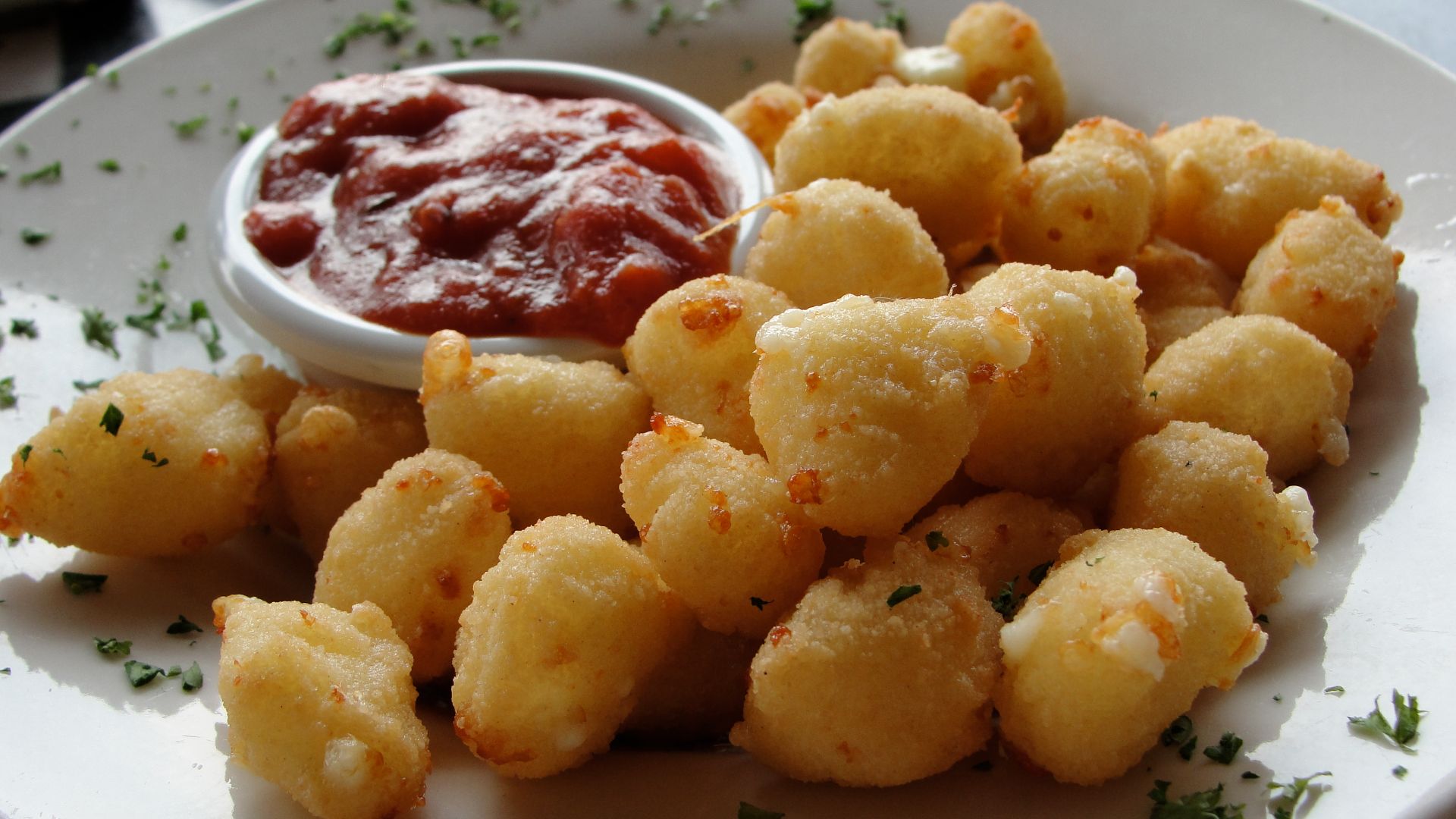 Fried Cheese Curds. Fried cheese curds, a Wisconsin delicacy., Green Bay.