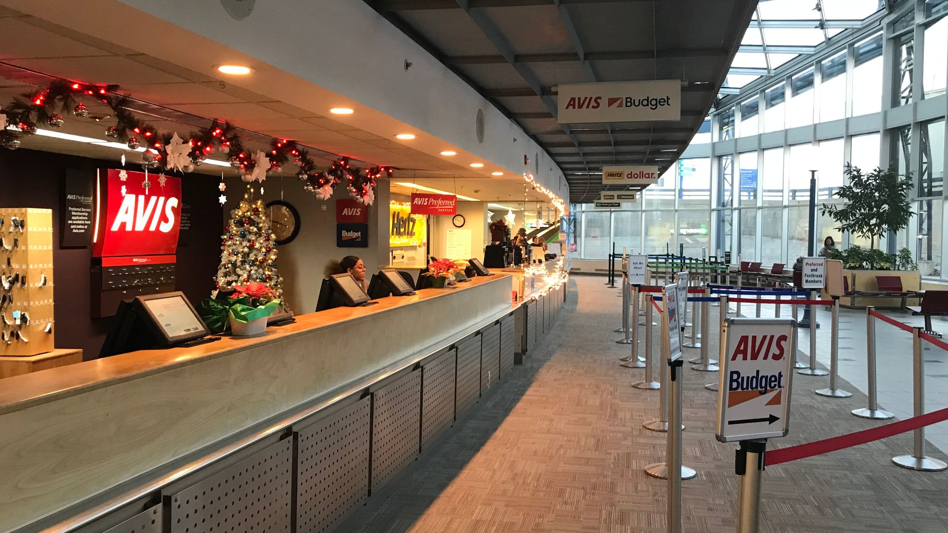 Hertz corporation and Avis airport counter Portland International Jetport PWM AutoRentals