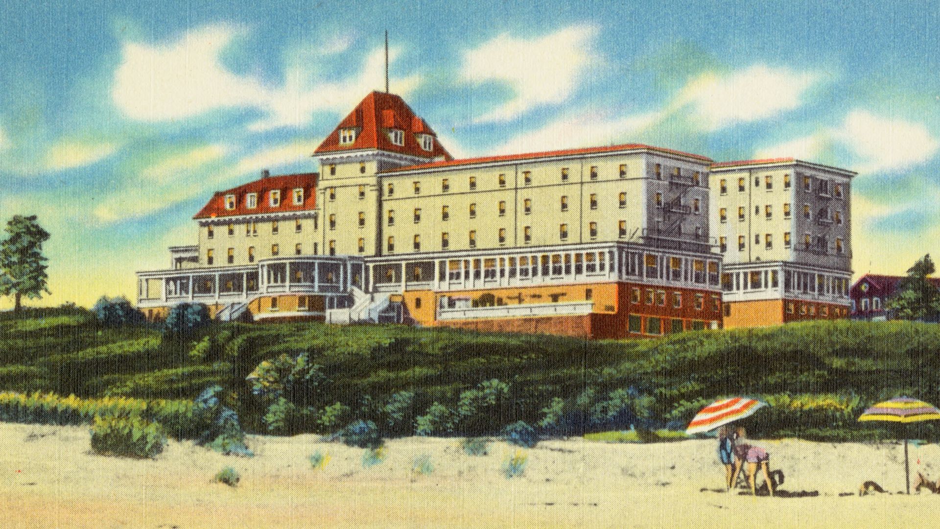 Title: Ocean House, Watch Hill, R.I.
Subjects: Hotels
Places: Rhode Island > Washington (county)
Notes: Title from item.
Extent: 1 print (postcard) : linen texture, color ; 3 1/2 x 5 1/2 in.
Accession #: 06_10_002064