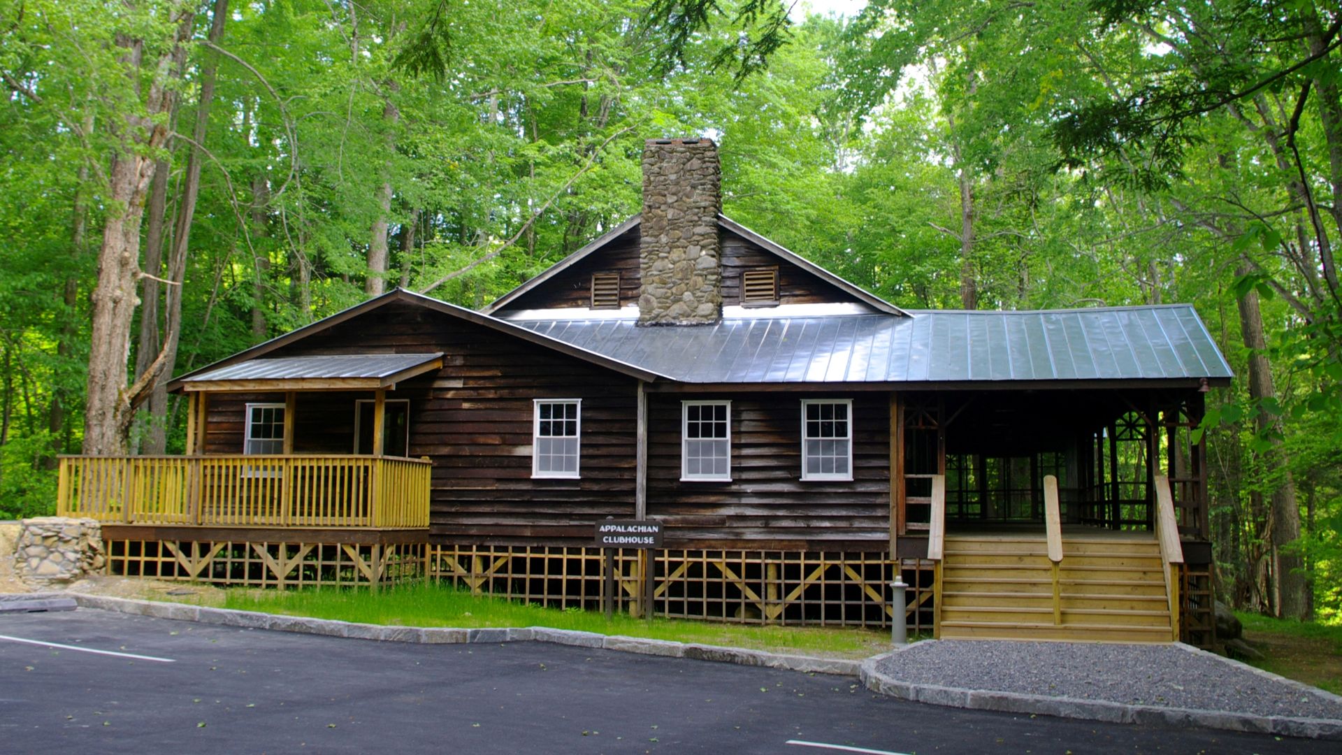 The clubhouse of the Appalachian Club at Elkmont, Tennessee, USA, in the Great Smoky Mountains National Park.  This clubhouse was designed by Albert Baumann, Jr., of the firm Baumann and Baumann, and built in 1934.