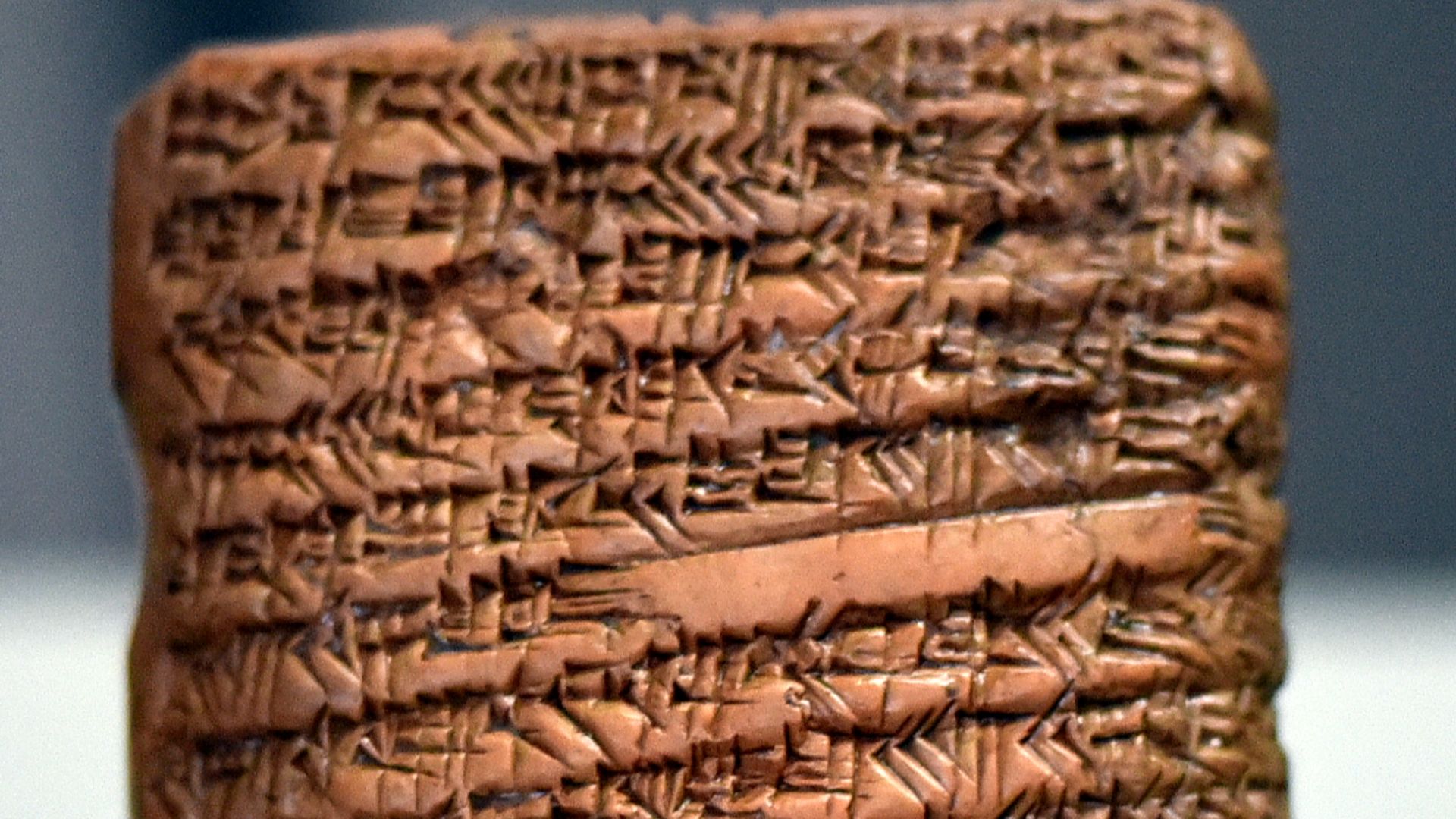 This clay tablet narrates a geometric-algebraic theory of how to make a solution for a mathematical problem. The conclusion applies a theory very similar to the Pythagorean theorem. From Tell Tell al-Dhabba'i, Iraq. Old-Babylonian period, 2003-1595 BCE. O