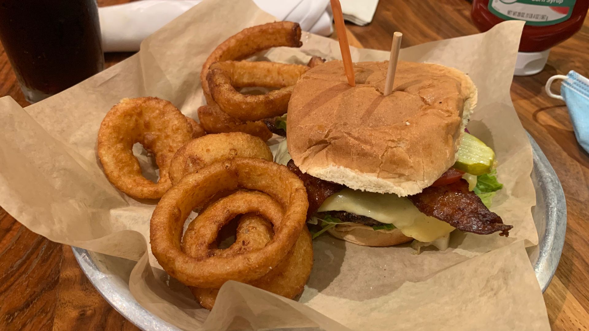 A Lazy Dog meal that I had minutes ago. Unlike other burgers, this one has peanut butter and jelly.