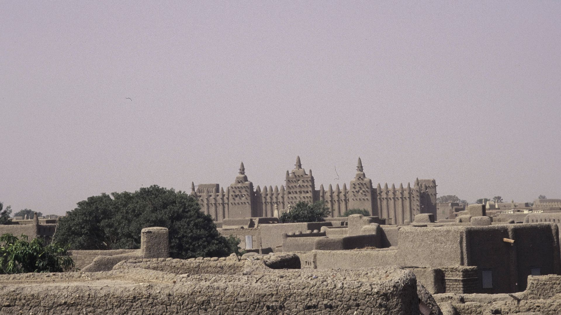 The mosque of Djenné with three broad minarets in one side.