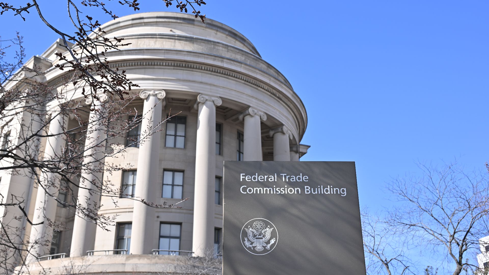 The Federal Trade Commission building is located on a triangle of land bounded by Pennsylvania Ave, Constitution Ave, and 7th St NW.  The building fits into this parcel by having a roughly triangular shape with the narrow end with a  curved corner.  This 