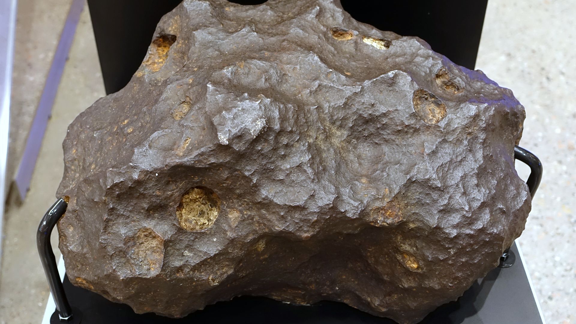 Canyon Diablo meteorite, thumbprinted individual. Exhibit at the Center for Meteorite Studies, Arizona State University, Tempe, Arizona, USA.
