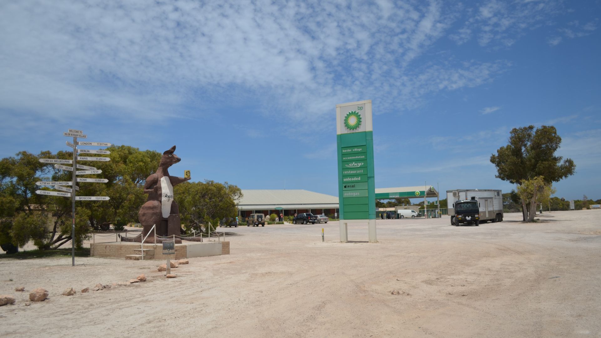 The BP roadhouse on the Eyre Highway at Border Village, South Australia.