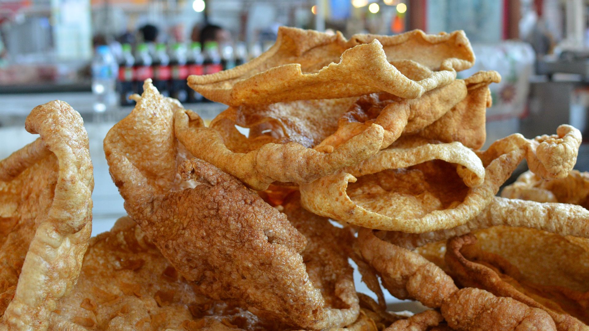 Mercado (Chicharrón, fried pork rinds) 
Puebla, Mexico