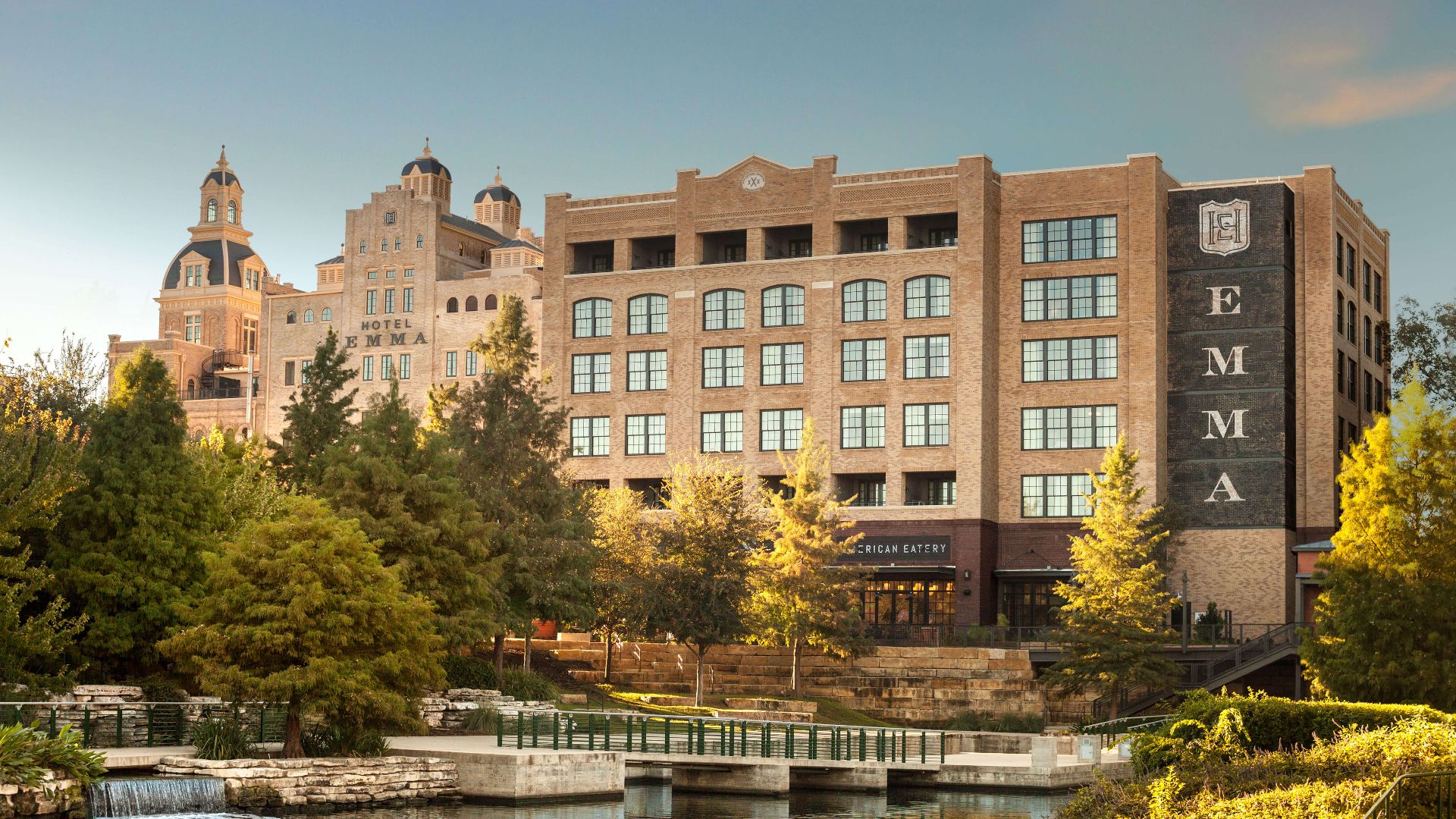 Exterior of Hotel Emma from the San Antonio Riverwalk.